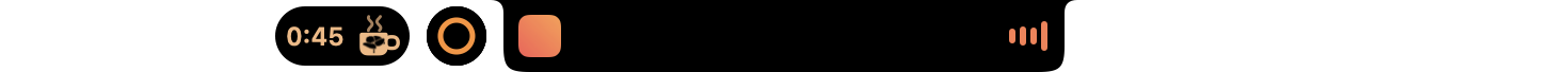 The closed notch with what's playing, a timer and Keep Awake beside it
